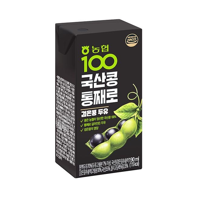 농협 국산콩100 두유 검은콩 190mlx72입/ 간편식 우유