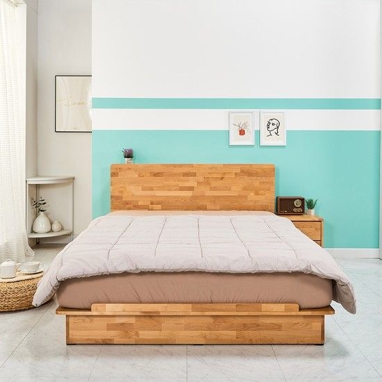 텐트라 킹 1600 평상형 LED 침대 엘다 원목 프레임 착불