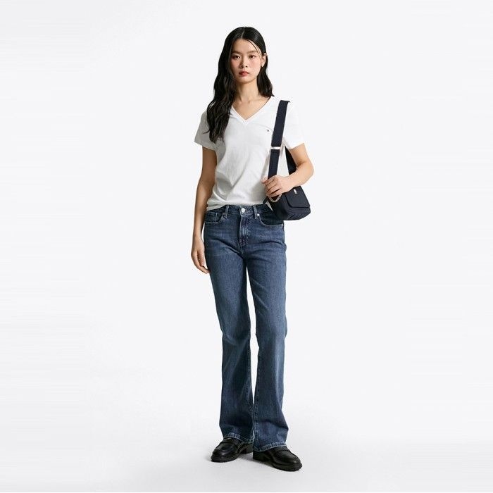 타미힐피거 여성 [정상가:79,000원] 헤리티지 브이넥 티셔츠 T22F1TTO080WT1100