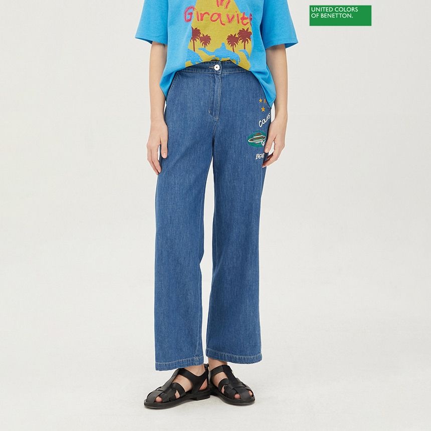 [국내매장판] 베네통 청바지 자수 데님 팬츠 BADP70431