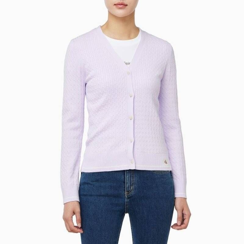 <매장정품> 캘빈클라인 진 (47F322G)여성 우븐라벨 케이블 가디건 166055