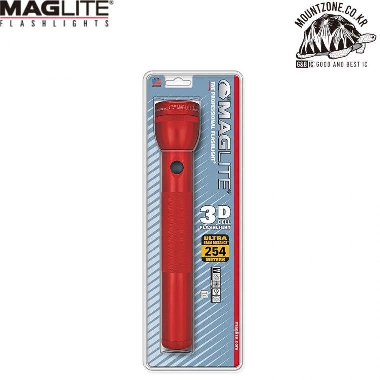 미국MAGLITE 313mm 강력후레쉬손전등45루멘조명 거리 254m레드-3D036U