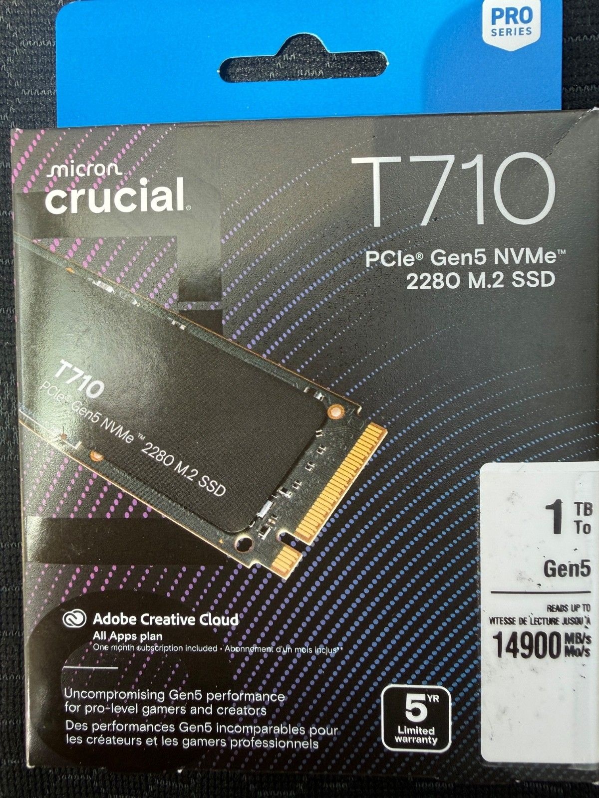Crucial T710 1TB Gen5 NVMe M.2 2280 SSD 솔리드 스테이트 드라이브[세금포함] [정품]( IN BOX). 라이트ning fast harddrive CT1000T710SS