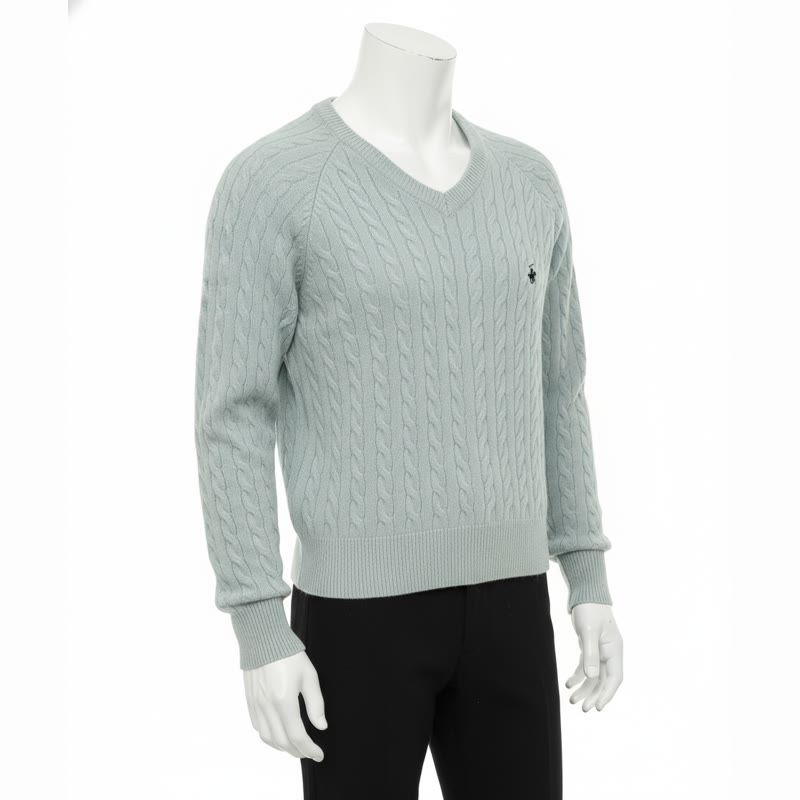 BHPOLOCLUB 비에이치폴로클럽 여성 브이넥 케이블 꽈배기 나그랑 니트 스웨터 TK382