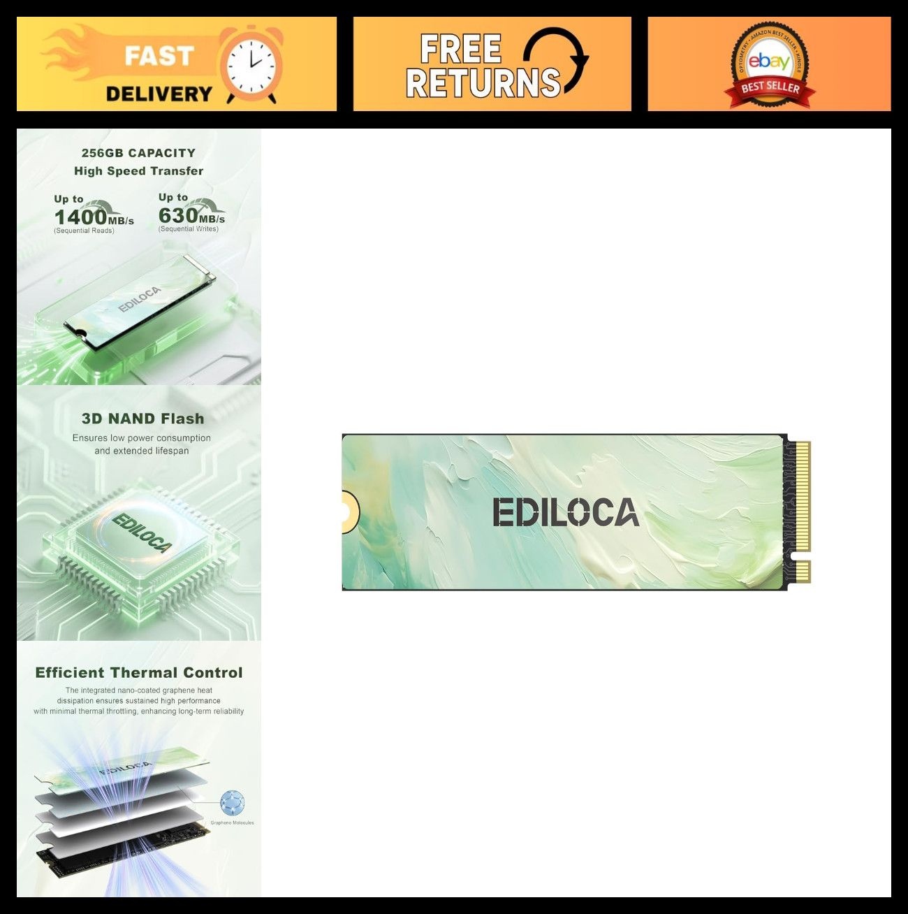 256GB NVMe M.2 SSD 솔리드 스테이트 드라이브[세금포함] [정품] PCIe Gen 3x4, 1400MB/s Read 속도, Internal 30367 3395138 397629264177