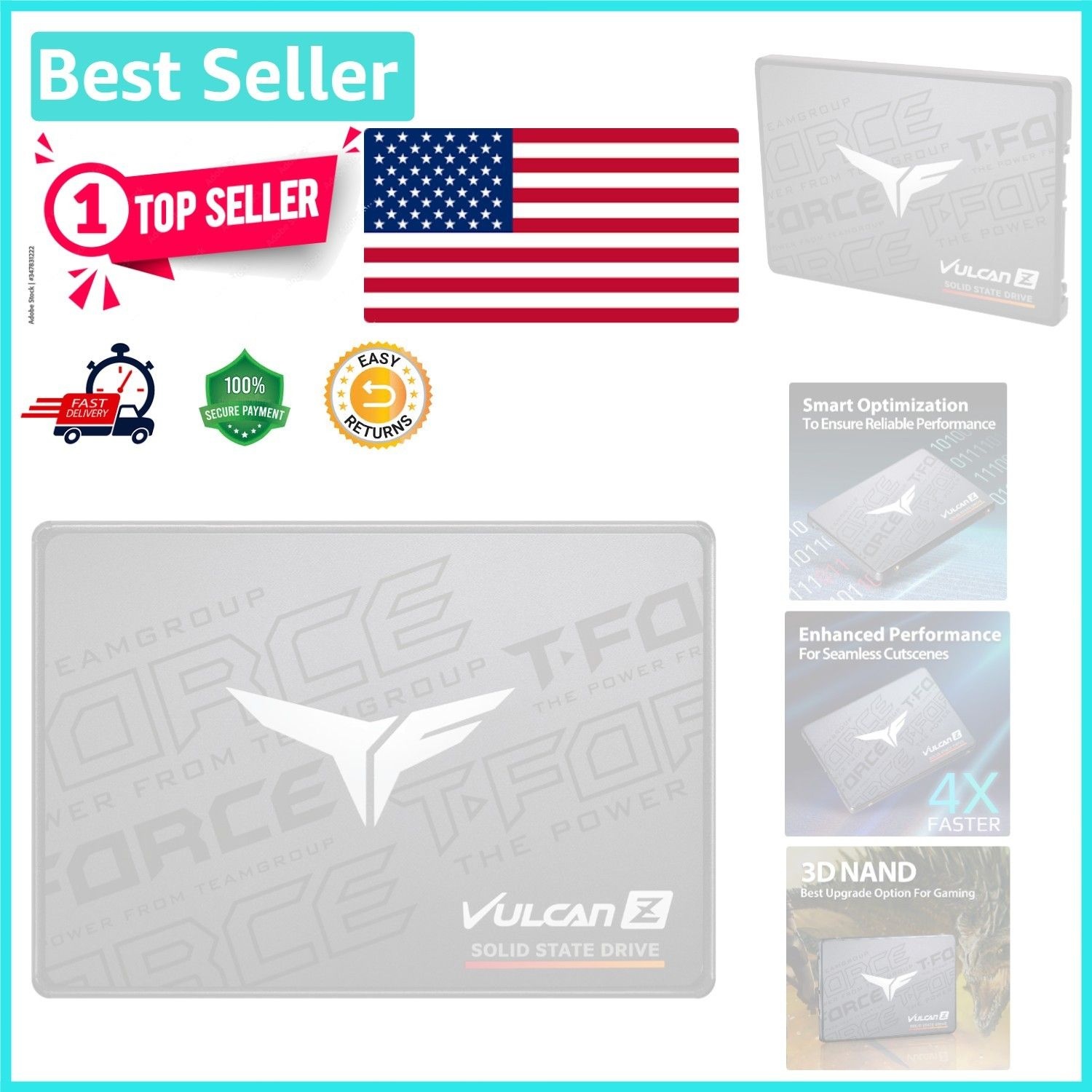 Unbranded Vulcan Z 256GB SATA III SSD 솔리드 스테이트 드라이브[세금포함] [정품] - Ultimate 업그레이드 for Seamless 게이밍 퍼포먼스