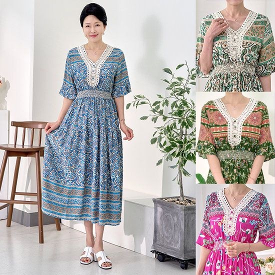 엄마옷 로즈맘 아신꽃레이스원피스