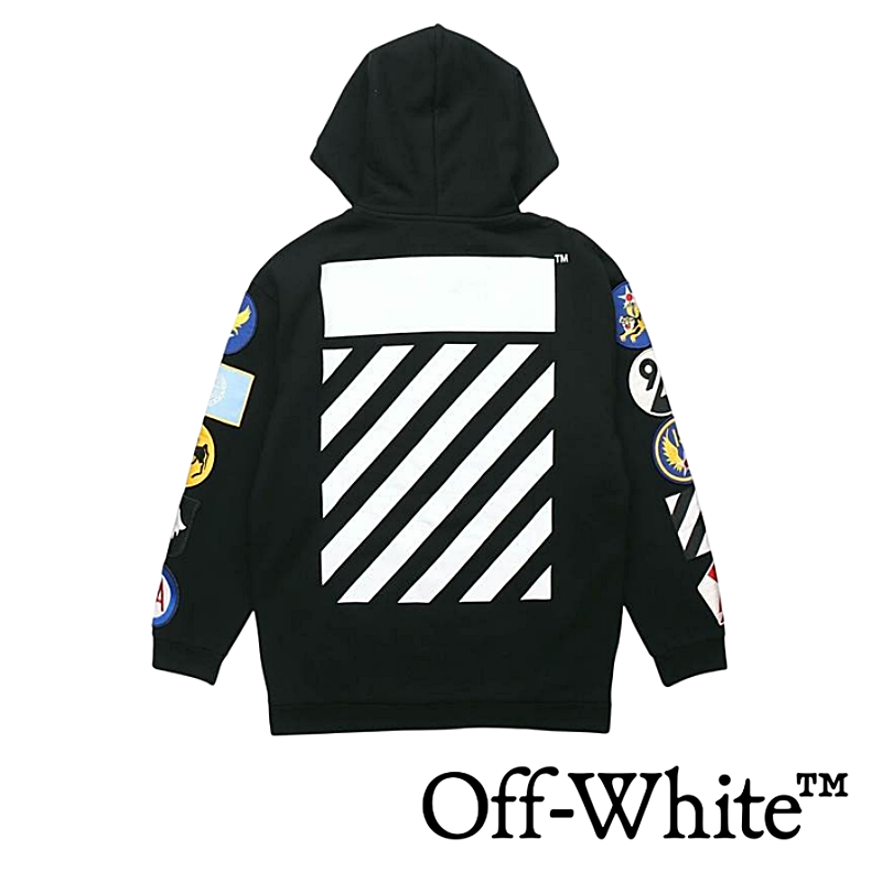 국내당일 오프화이트 남성 멀티컬러 패치 후드 집업 블랙 Off White OMBB009F16192089 1001 정품100%