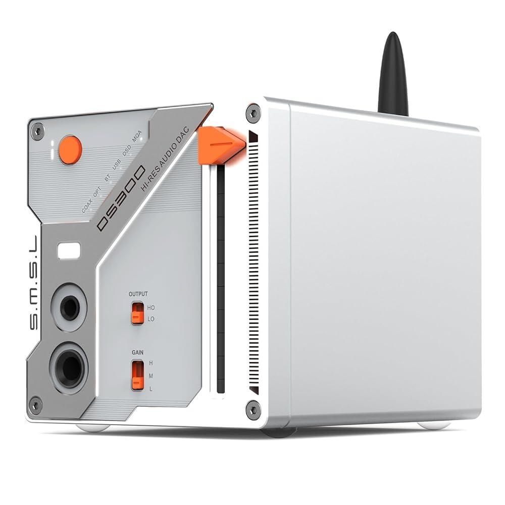 [해외] SMSL DS300 DAC 3000mW 헤드폰 앰프 ES9039Q2M 블루투스 5.1 데스크탑 홈 오디오 밸런스 디코더 MQA 6.35mm/4.4mm BT/옵트/동축/USB