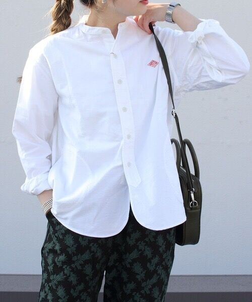 DANTON x BEAMS 가을 신상 코튼 워싱 베이직 라운드넥 셔츠 심플 캐주얼 스타일