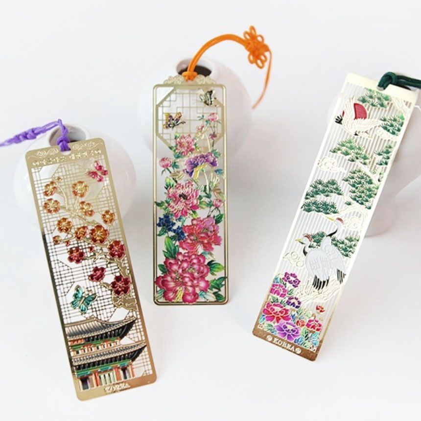 전통 한국 금장 문양 책갈피 14종 외국인 친구 선물 기념품 한복 답례품 북마크 외국 일본인 중국인 미국인 금속