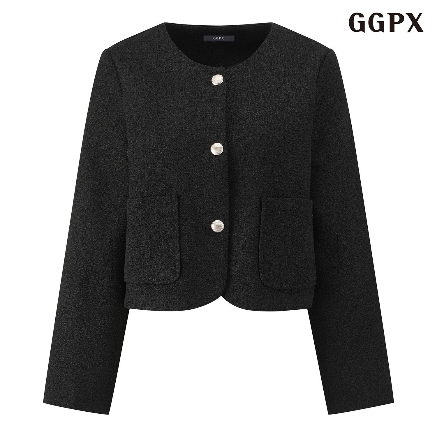 GGPX 라운드넥 골드버튼 트위드 자켓 (GQAJK005D)