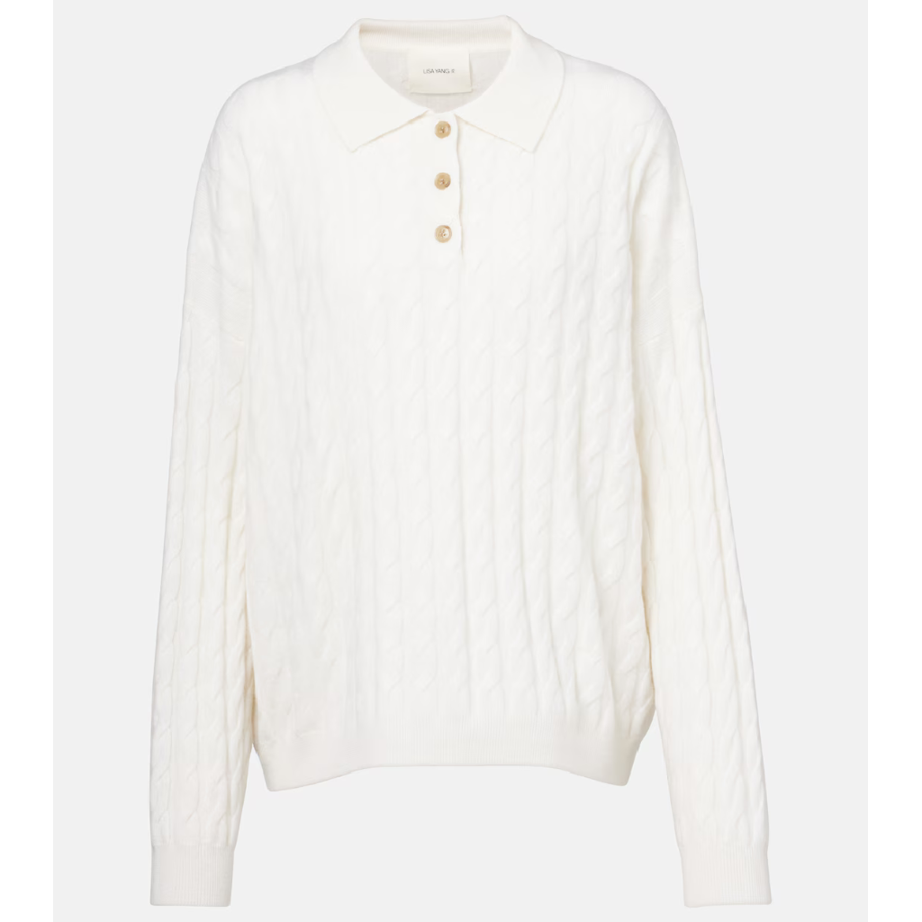 Lisa Yang 리사 양 Lisa Yang Magnolie 케이블 니트 캐시미어 폴로 스웨터 TP559010240