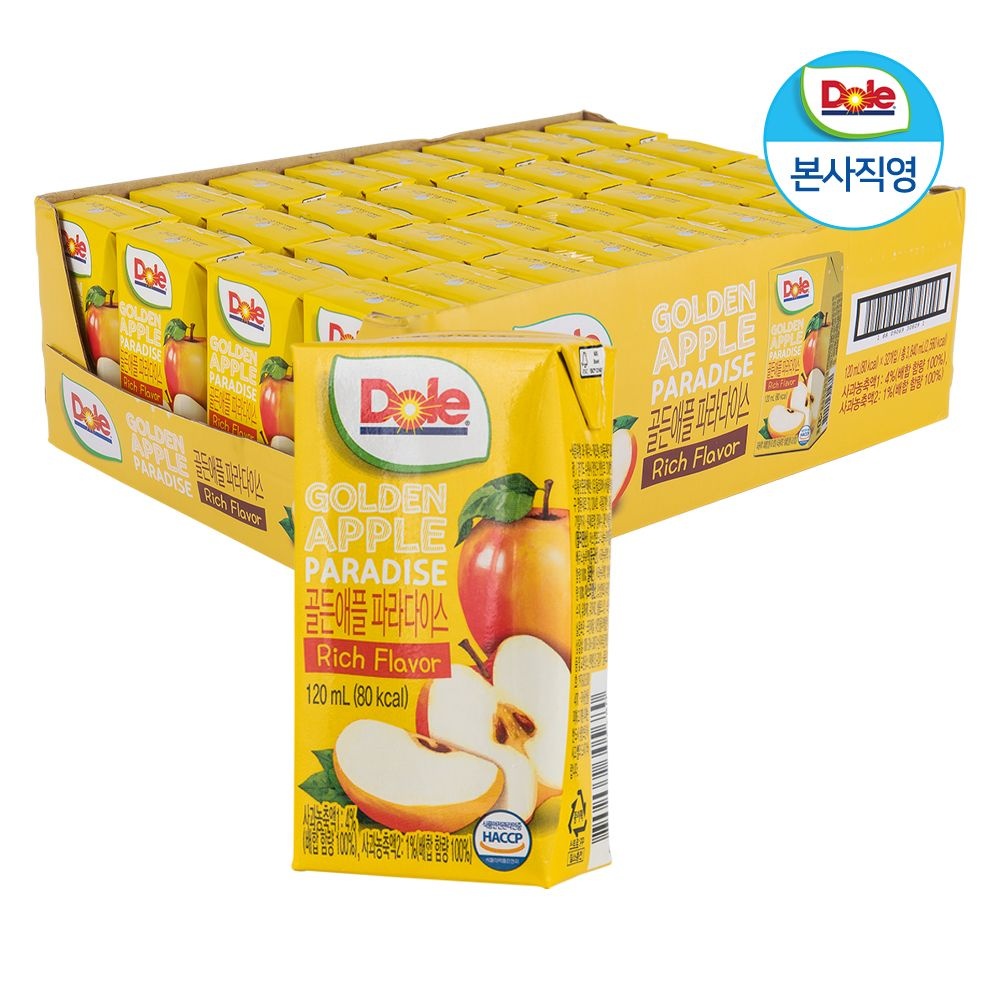 Dole 돌 골든애플 파라다이스 120ml 32팩 1박스 100%과즙 사과주스