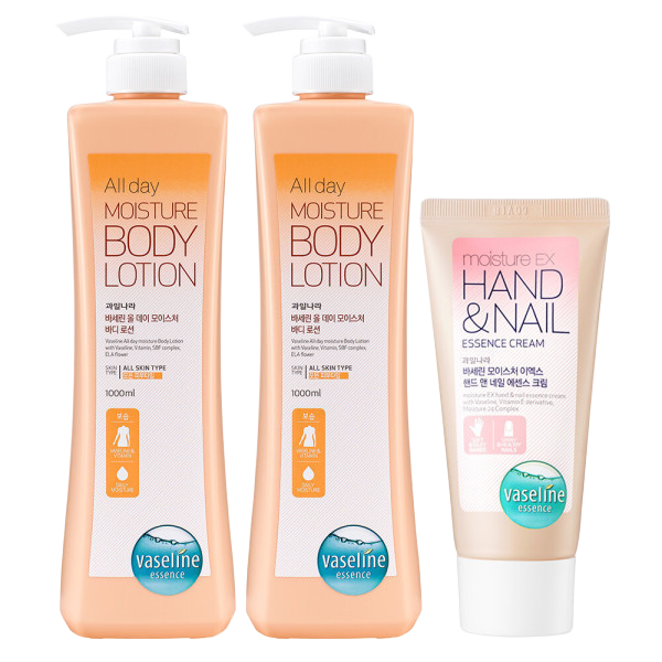 바세린 대용량 바디로션 (추석빅세일) 올데이 1000ml 2개+특별증정(핸드크림 60ml) 고보습 로션