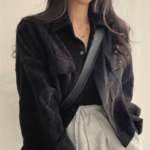 알티피아 여자 직장인 가을 출근 룩 코듀로이 셔츠 자켓 코디 (WF2DB17)