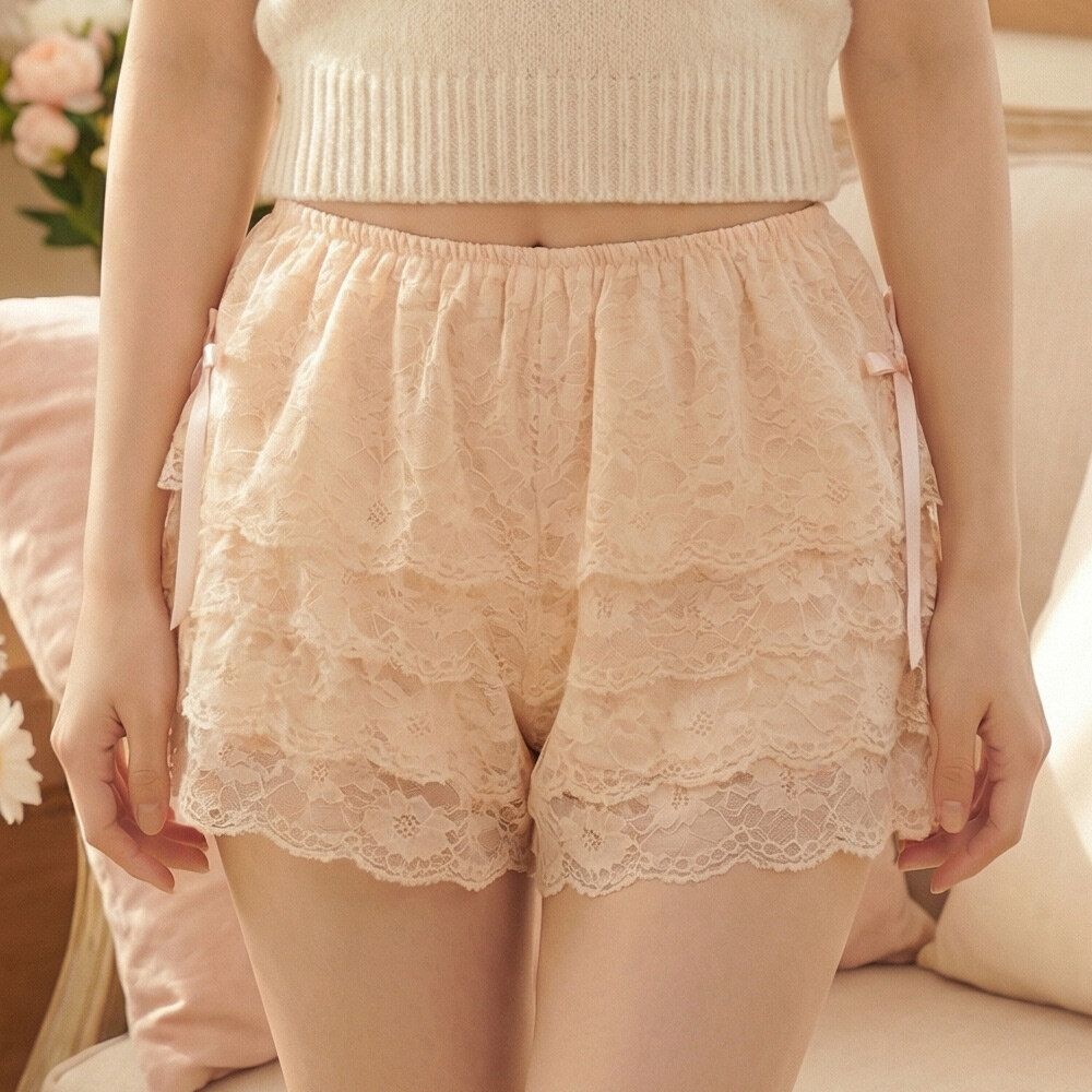 [패션플러스][미미캐츠]미미캐츠 2매구성 캉캉 레이스 리본팬츠 이너 속바지 슬립바지 2매 MC310