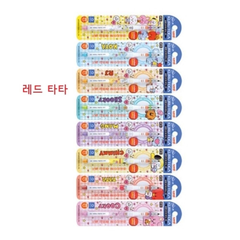유니 쿠루토가 BT21 샤프 M5-650BT 레드 타타 0.5MM 노크식샤프 잘써지는샤프 학생샤프
