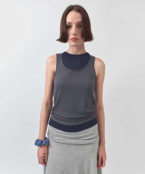 [해외] SYMMETRICPERCENT Two Layered Sleeveless / Grey