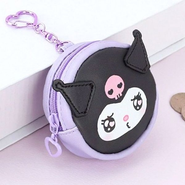 장식 지퍼 캐릭터 동전 고리 파우치 열쇠 가방 원형 얼굴 미니 소품 지갑 수납
