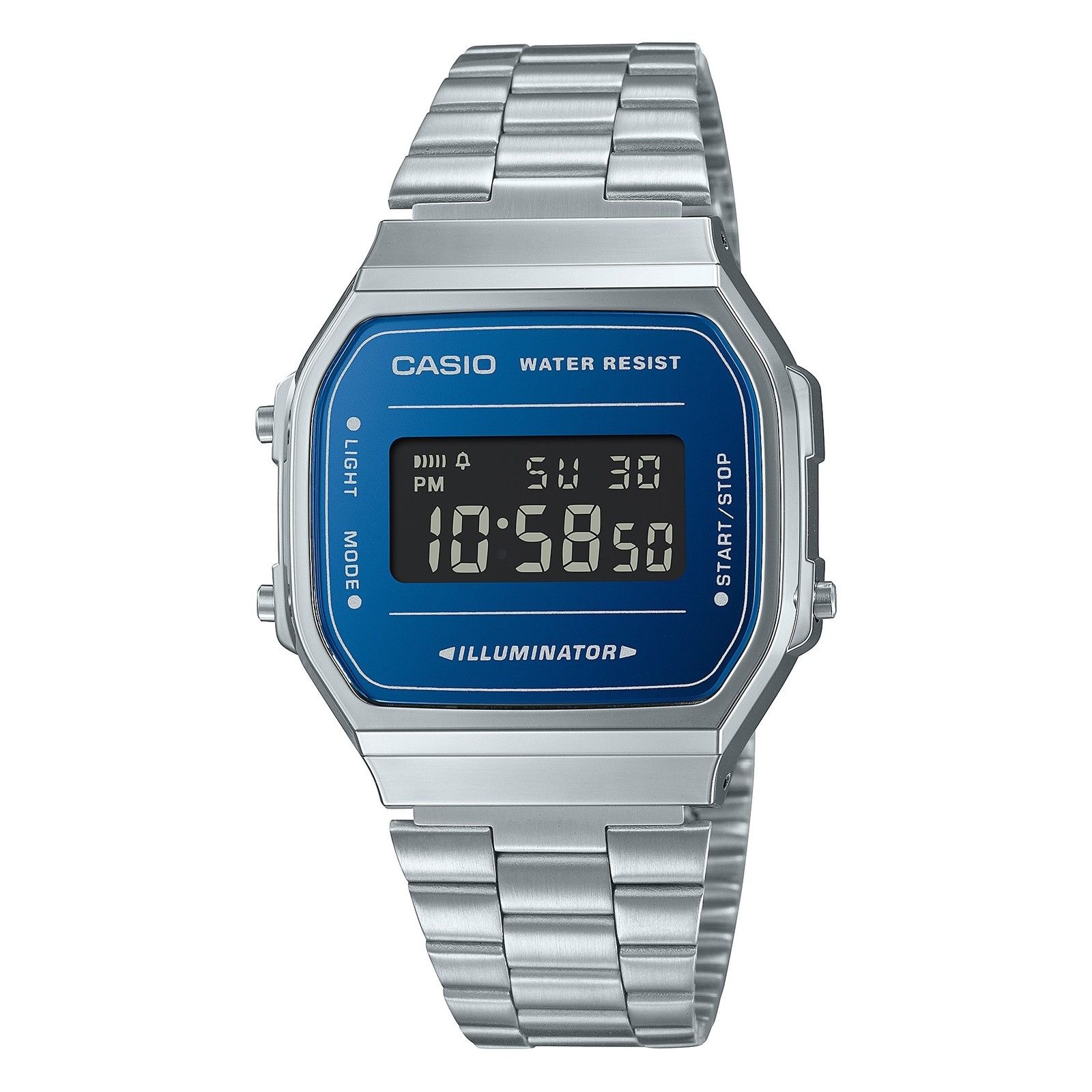 [해외] 손목시계 CASIO A168WEM-2BEF 스테인리스 스틸 블루 유니섹스 디지털 608996