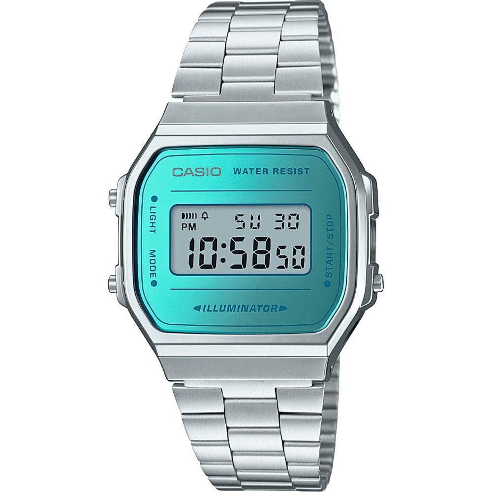 [해외] 손목시계 CASIO A168WEM-2EF 스테인리스 스틸 라이트 블루 유니섹스 디지털 600298