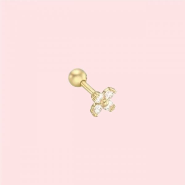 로이드 로이드 14K 미니 플라워 꽃무늬 화이트큐빅 귀걸이 피어싱 이어링 악세서리 LPFE2112G 4602299