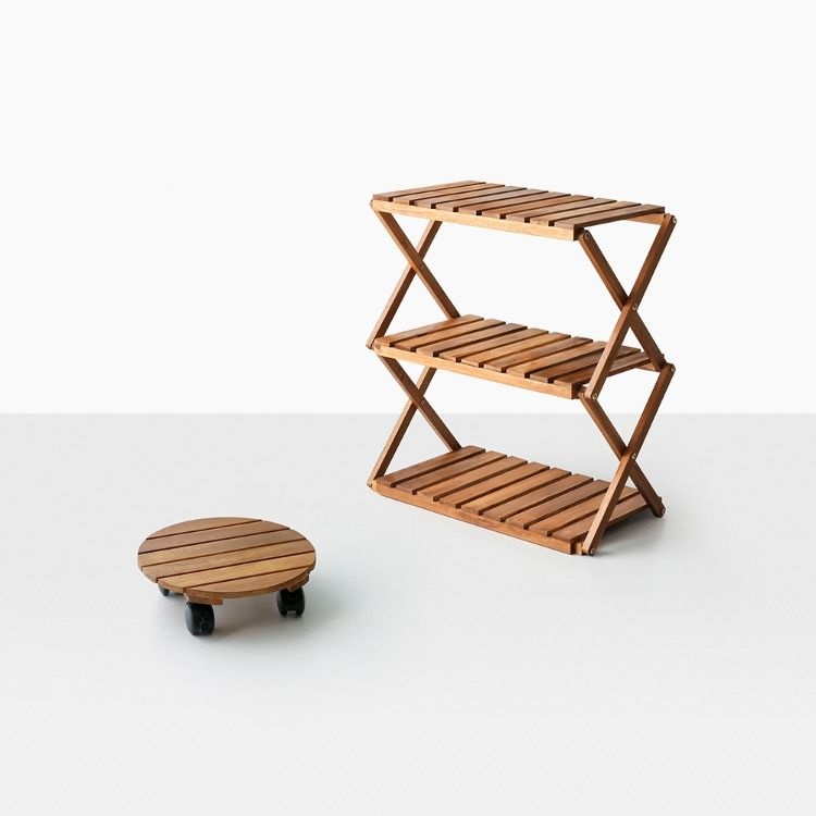 [기획세트]마켓비 AKASI 이동식 화분받침 아카시아+DUGLAS 선반 600 넓은 3단 아카시아 세트