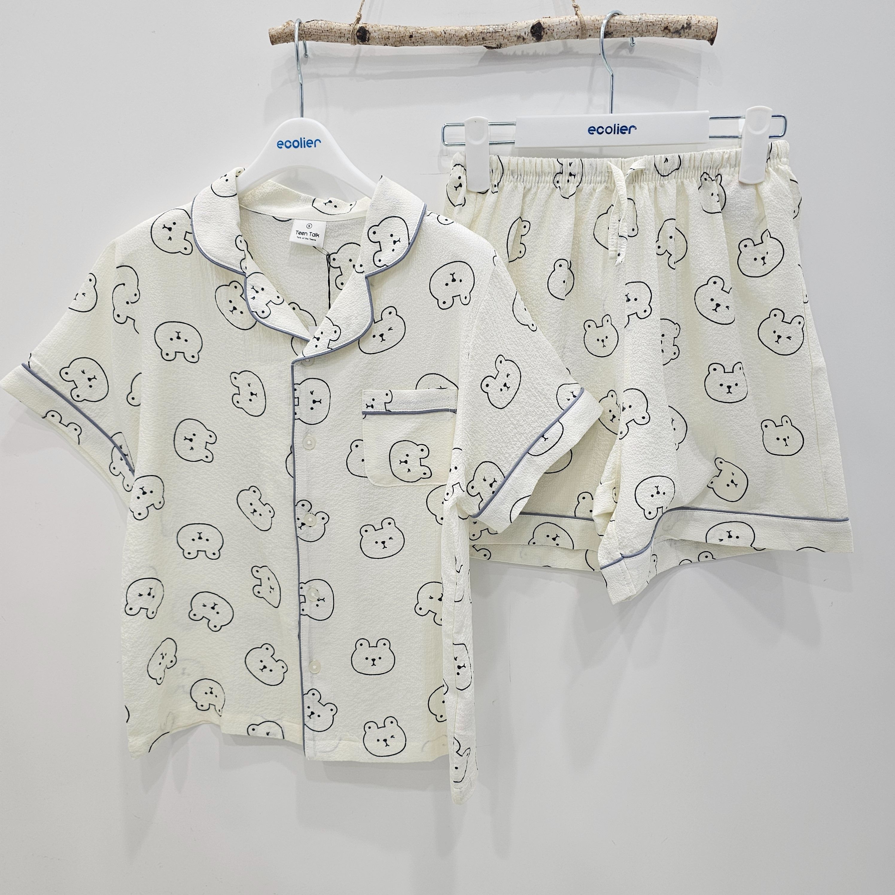 에꼴리에 [모다아울렛][에꼴리에][시흥모다] 에꼴리에 주니어 쿨 시어서커 카라 파자마 잠옷세트 26OP753_SH 시흥점