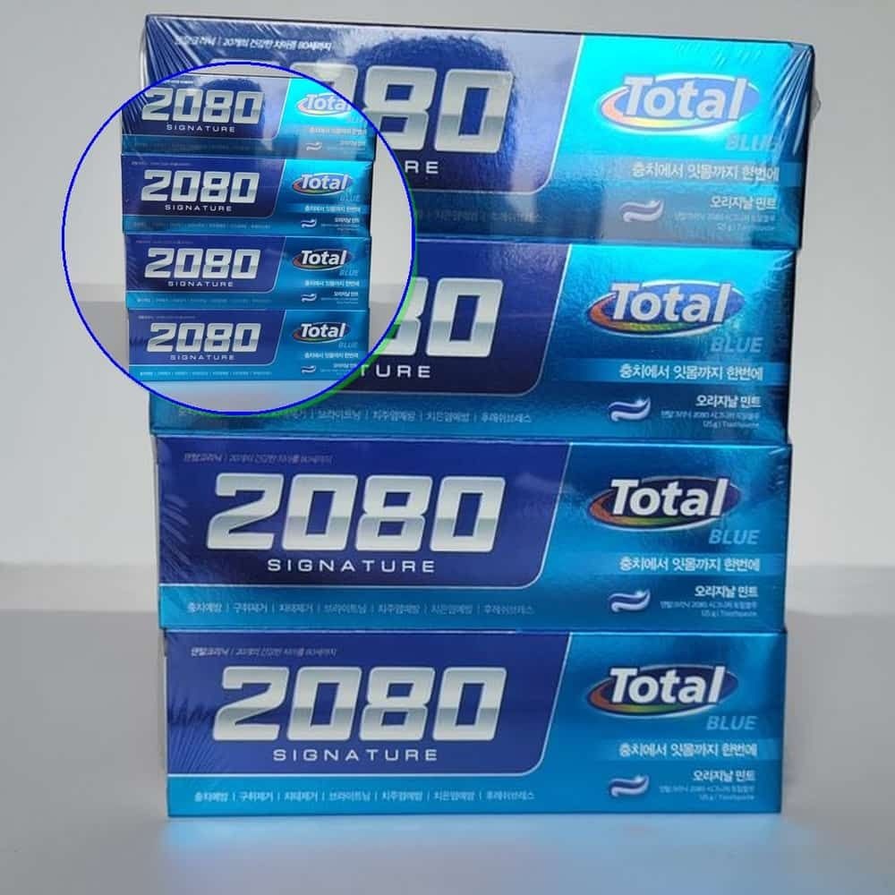 쌍문상회 애경 2080 시그니처 치약 토탈블루 125gx4입 상쾌함 부드러운거품 청결한 사용이편리한 순한냄새