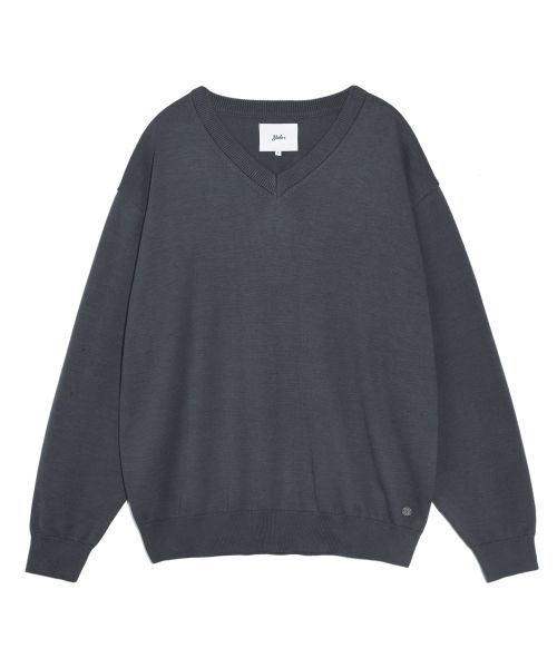 YALE SUPIMA COTTON 에센셜 브이넥 니트 차콜 YD09KT0015CH 902743