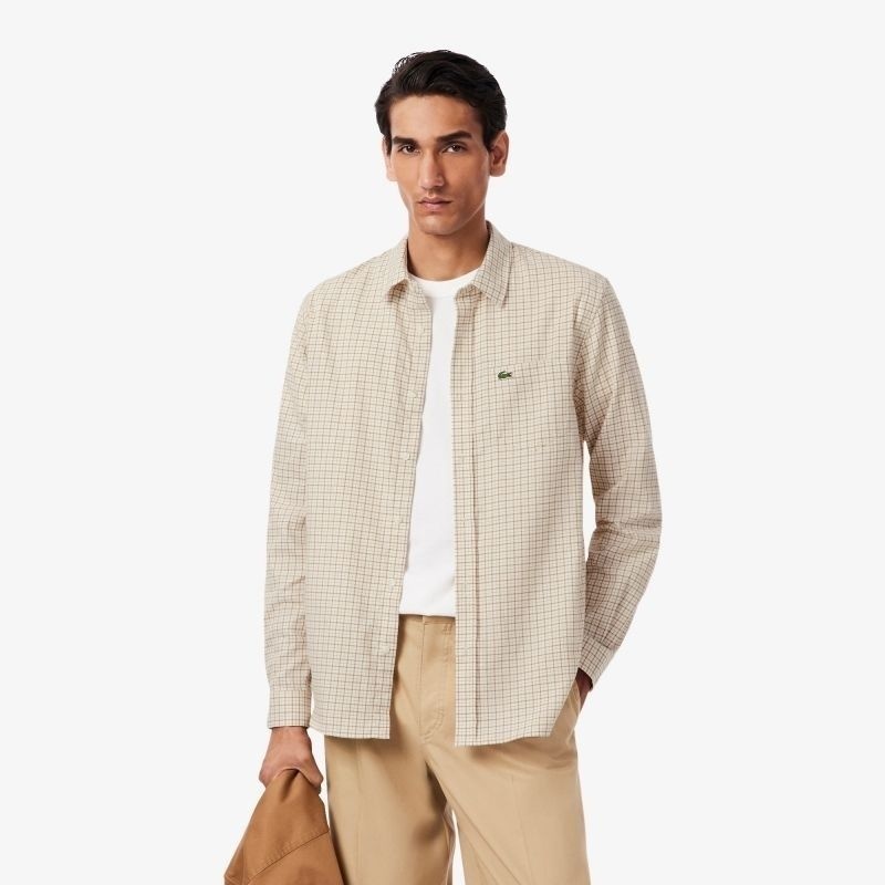 라코스테 남성 플란넬 윈도우 체크 셔츠 베이지 CH8535-55N95I CH8535-55N95IBON