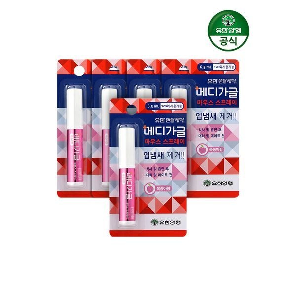 유한양행 [하프클럽]유한 메디가글 마우스 스프레이 피치향 6.5ml 5개
