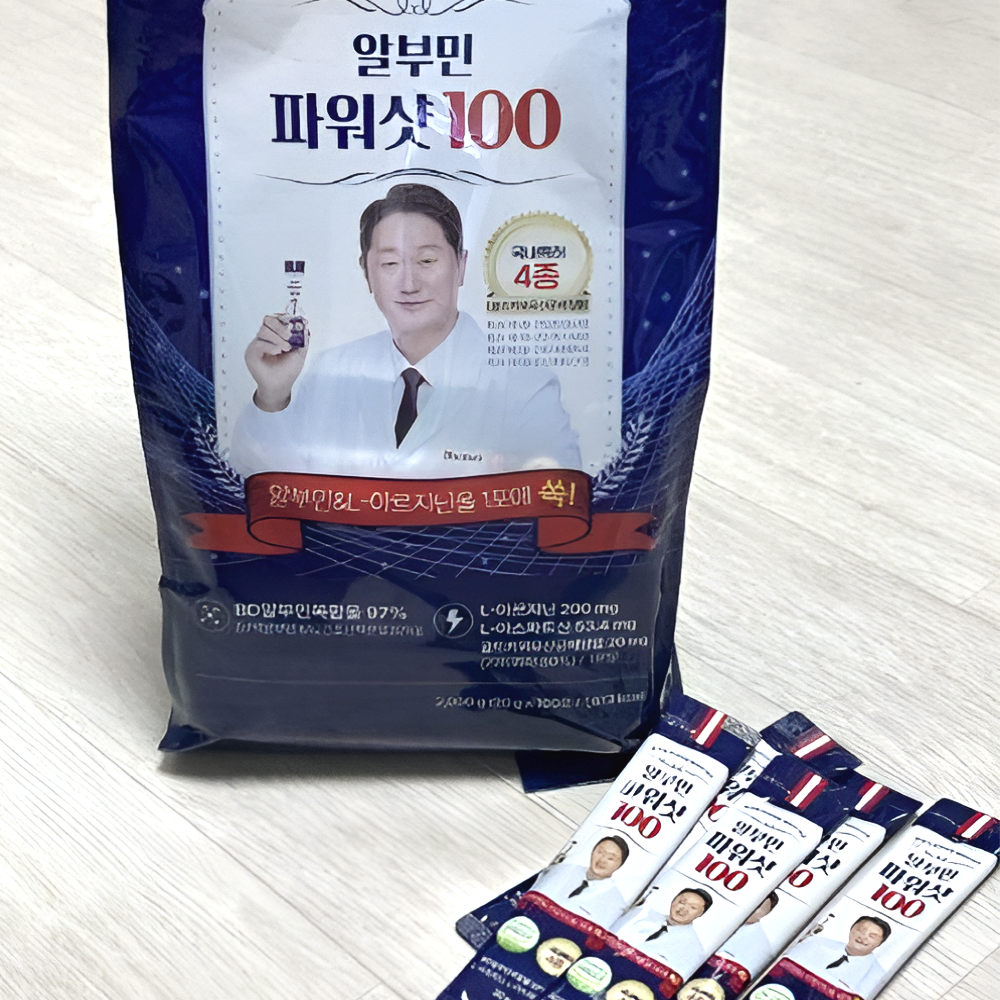 BD사이언스 알부민 파워샷 100 스틱 100포 이대호 알부민 고함량 단백질