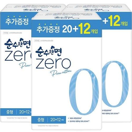 순수한면 제로 중형 20+12p 생리대 - 1개