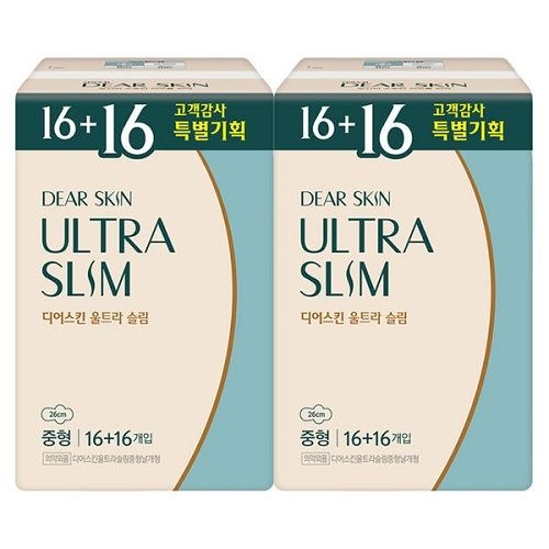디어스킨 울트라슬림 중형 16+16p 생리대 - 1개