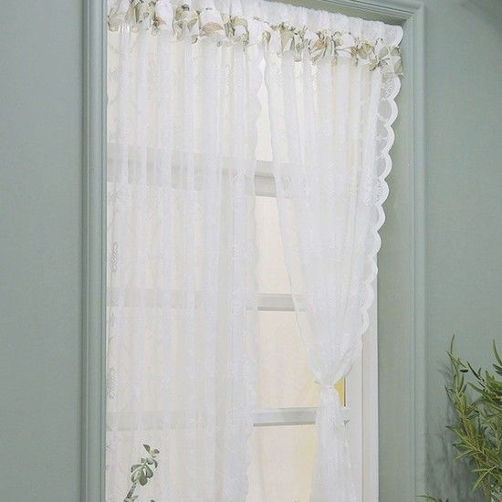 트리 썬라잇 러플 레이스 커튼 긴 얇은 햇빛가리개 속커튼