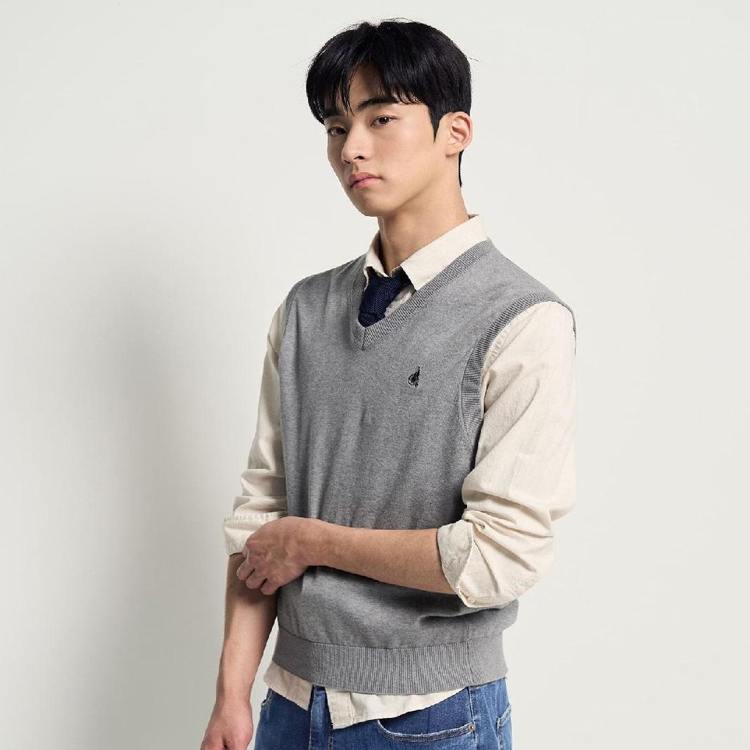 [롯데백화점] 빈폴 멘 [SS26][Essential] 베이직 베스트 - 그레이 :BC6151E033