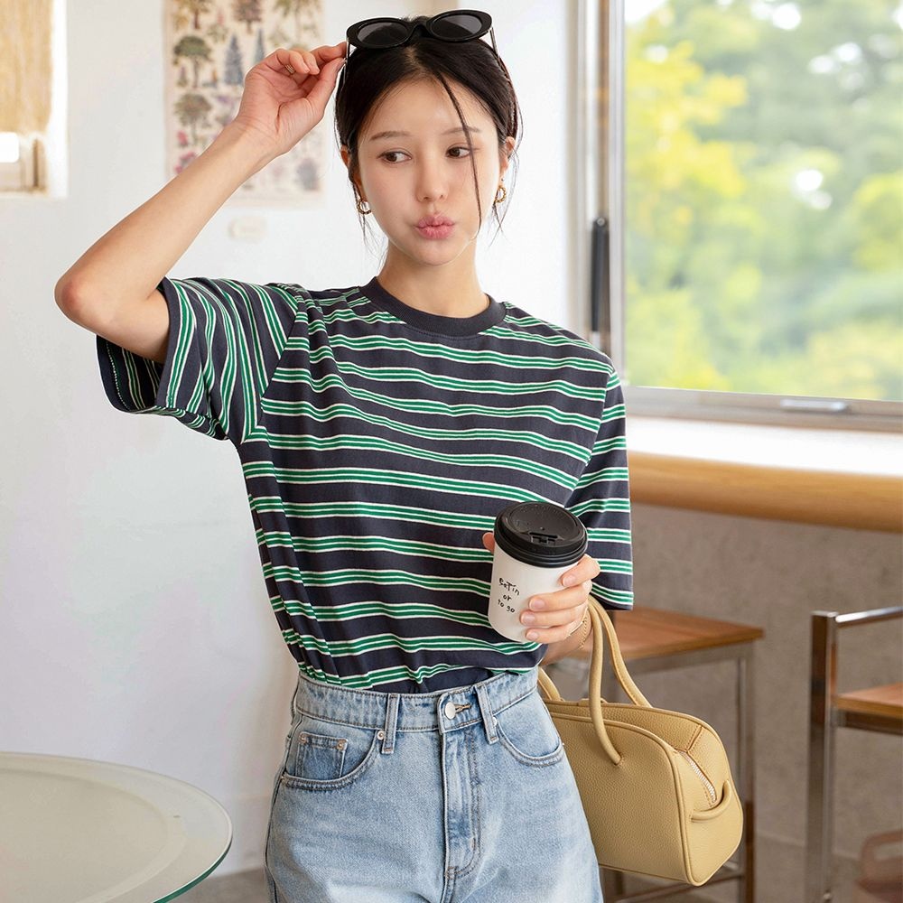 캔마트 [캔마트] 세이 멀티 스트라이프 반팔 티셔츠