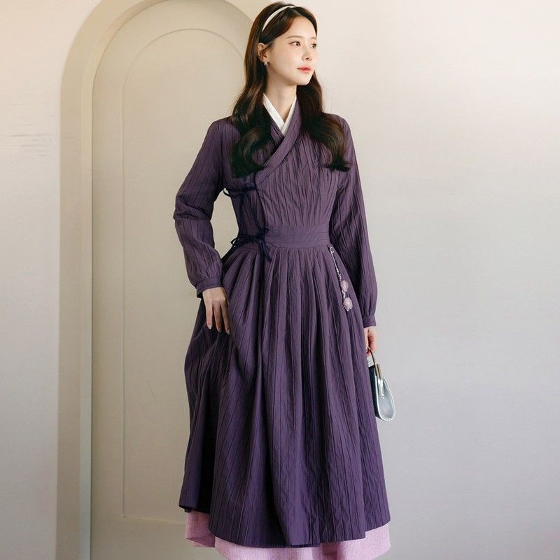 시크라인 ~XXL까지 설담 철릭 생활 원피스 겨울 디자인 스페셜룩 하객룩 상견례 명절 모임룩 빅사이즈 172485