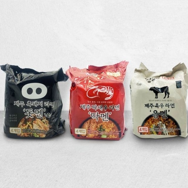 (당일발송) 딱새 흑돼지라면 흑 제주맛 제주라면 제주 봉지라면 4종 딱멘 돗멘 음멘 1봉4개입