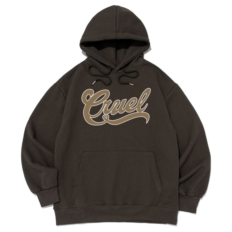카고브로스 기모선택 CRUEL LOGO HOOD T-SHIRT KHAKI - black CB25FF1904 938016