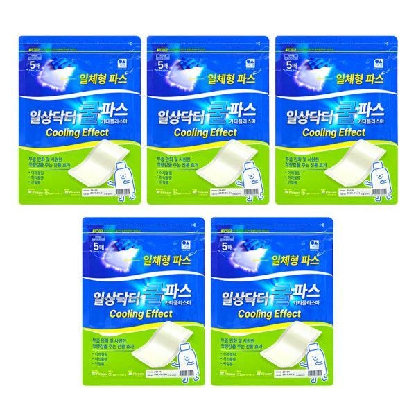 일상닥터 쿨파스 일체형 멘톨 쿨링효과 냉찜질 5매입 x5팩
