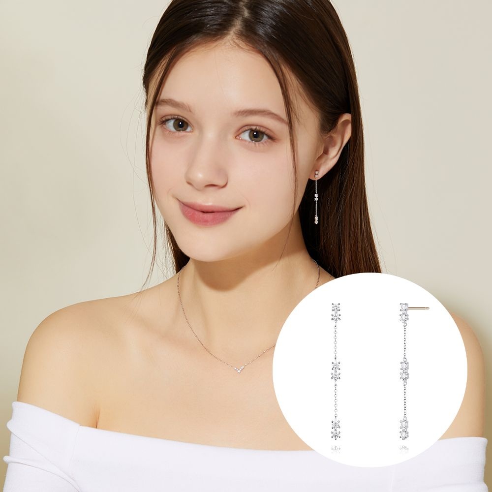 스톤헨지 14K 큐빅 드롭 귀걸이 SA24C78T