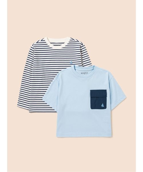 BEANPOLE KIDS 빈폴키즈 BEANPOLE KIDS 스트라이프 레이어드 반팔 & 긴팔 2PCS 상상세트 스카이 블루 (BI5741U02Q) BI5741U02Q 154913