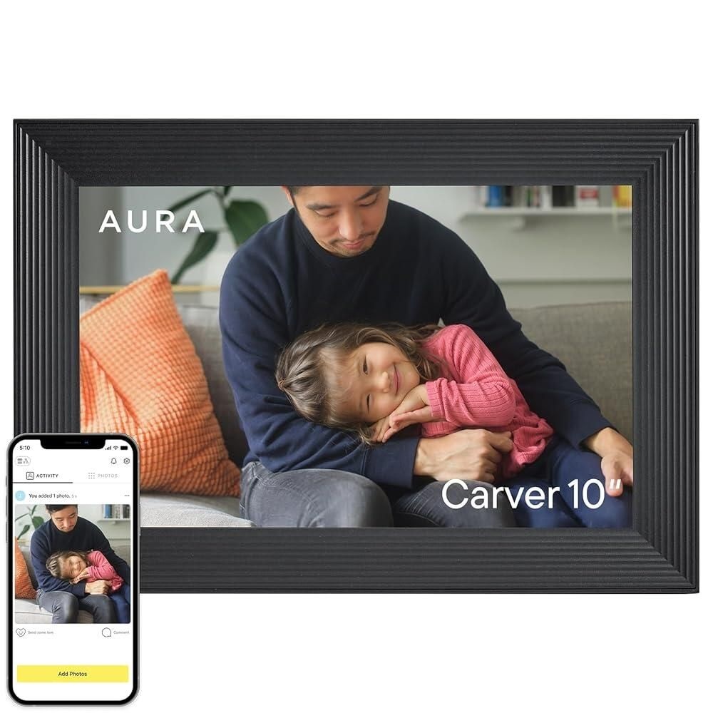 [아우라]Aura Carver HD Wi-Fi 디지털 액자, 25.7cm(10.1인치), Aura 앱으로 사진 추가, 무료 무제한 저장 공간 - 최고의 디지털 사진