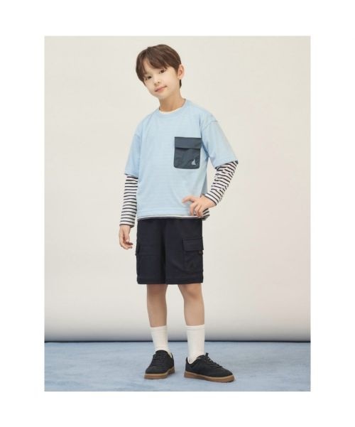 BEANPOLE KIDS BEANPOLE KIDS 빈폴키즈 스트라이프 레이어드 반팔 & 긴팔 2PCS 상상세트 스카이 블루 BI5741U02Q 109714