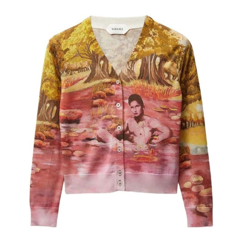 베르사체 더 내추리스트 프린트 실크 가디건 1024236 1A17877 5X000
