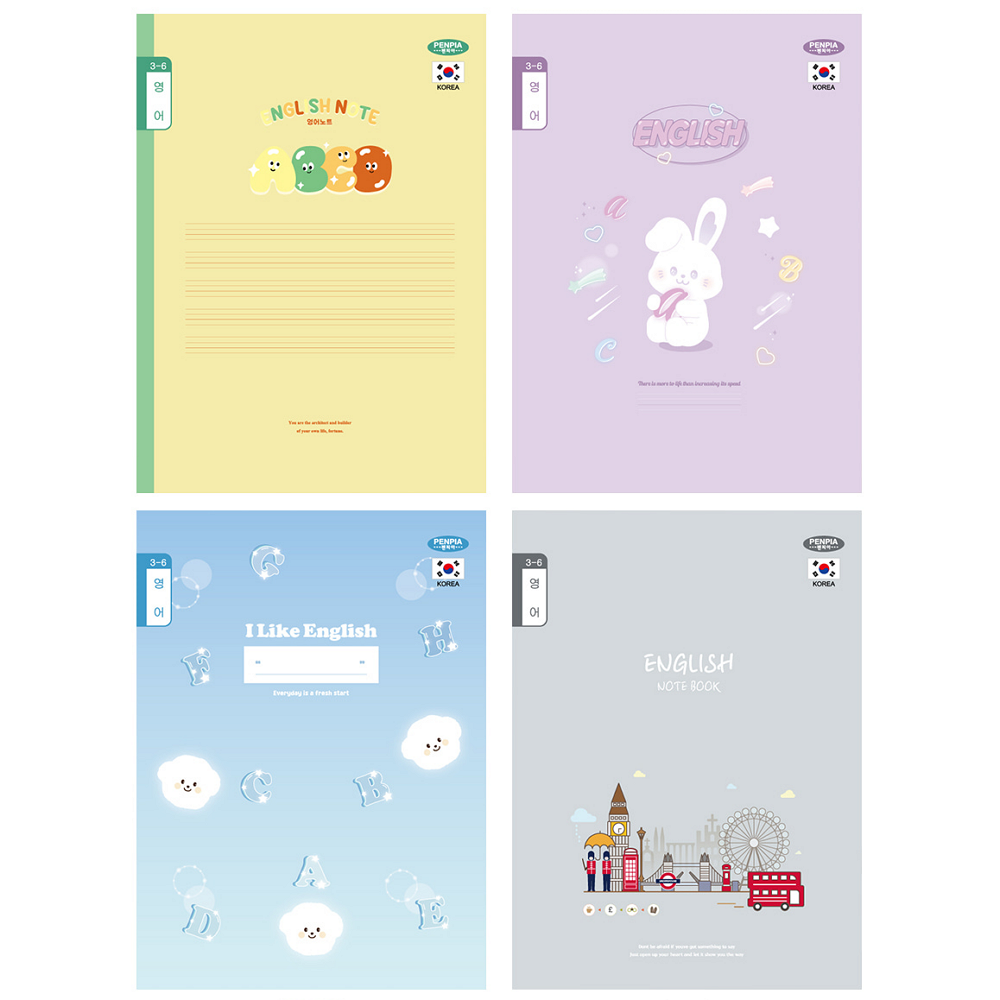 초등학교 고학년 좁은칸 영어 공책 3-6 100권 한박스 PPA 제본 노트