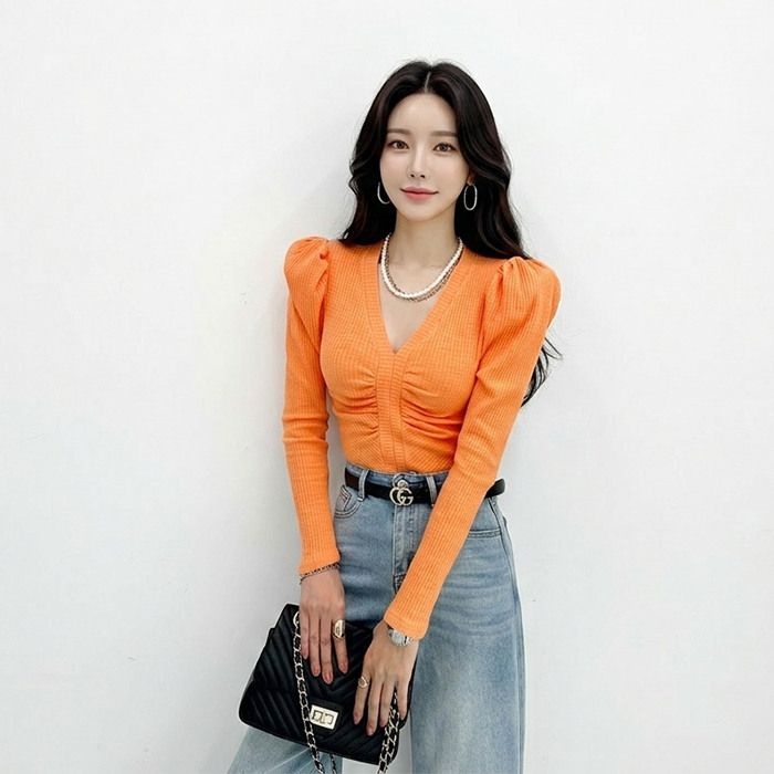 금찌 [패션플러스][금찌]금찌 론지 셔링 티 ST8117T